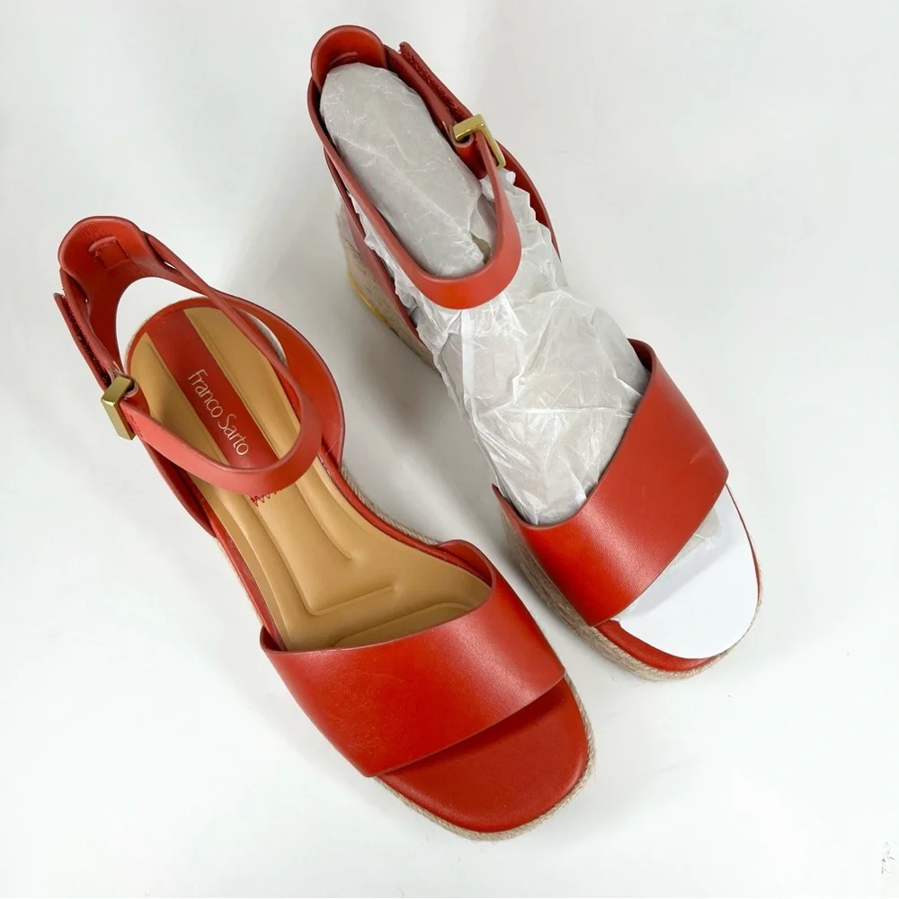 Franco Sarto Red Espadrille Wedge Sandals